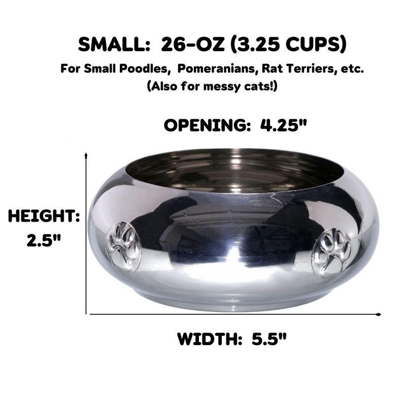 Small Stainless Steel Double Dog Bowl with Wrought Iron Stand