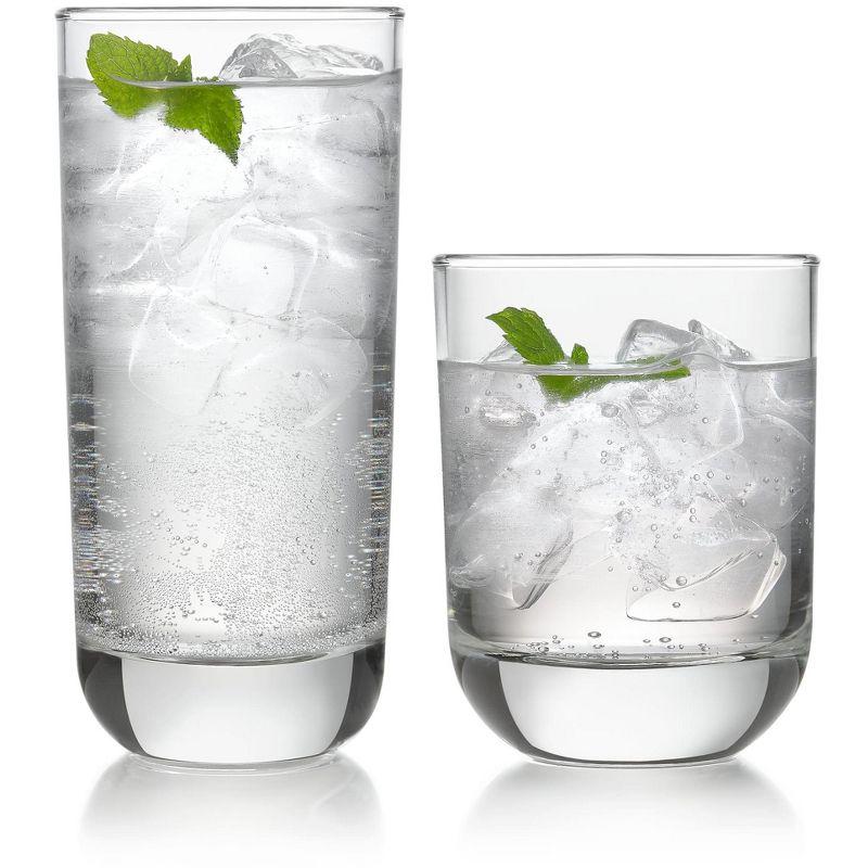 Libbey Polaris 16 Piece Tumbler and Rocks Glass Set, Clear