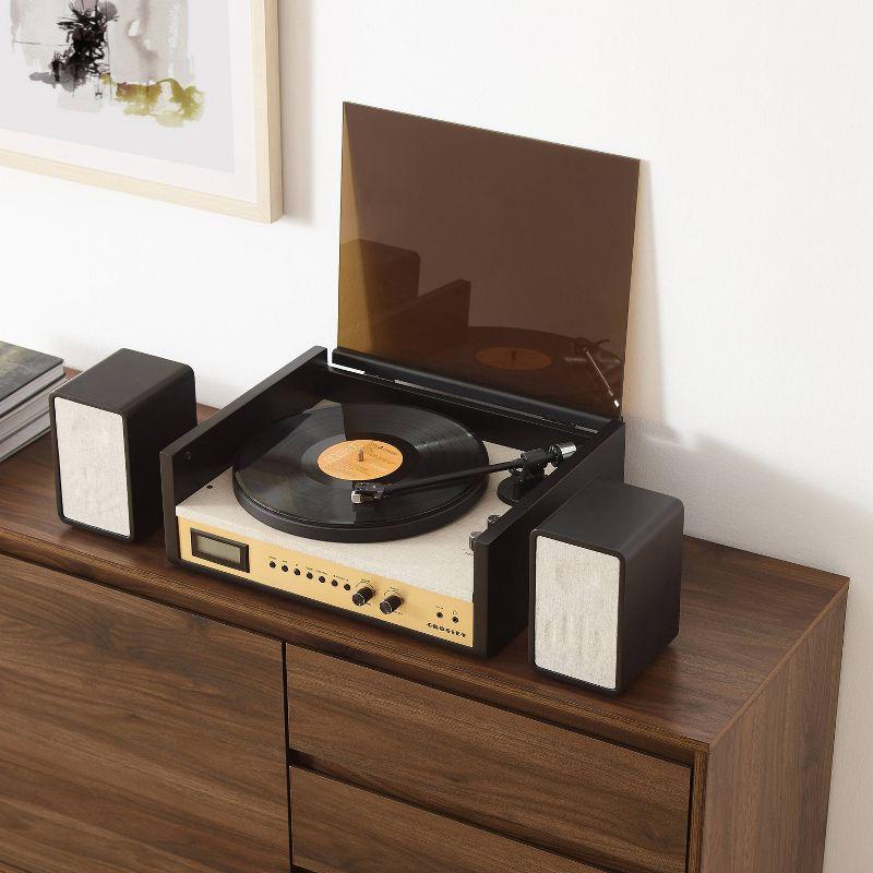 Crosley Coda Shelf System Vinyl Record Player - Black/Gold