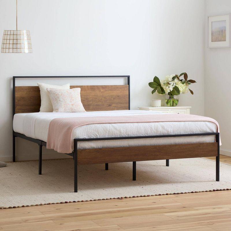 Nora Metal and Wood Platform Bed Frame - Brookside Home