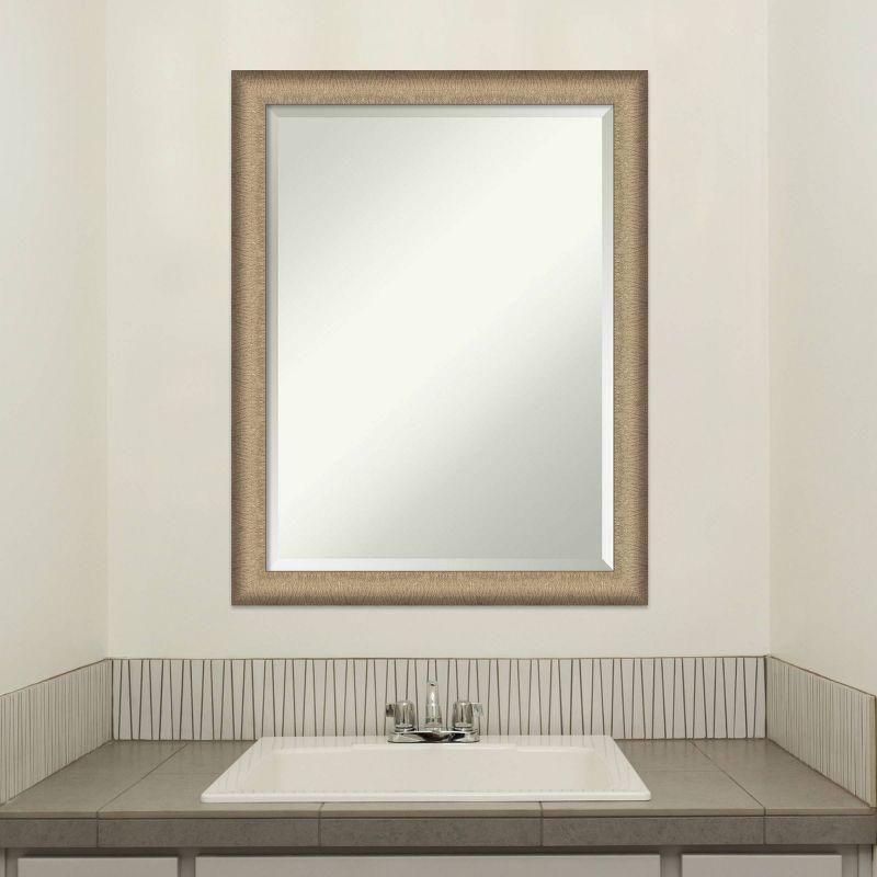 21" x 27" Elegant Brushed Framed Bathroom Vanity Wall Mirror Bronze - Amanti Art: Satin Finish, Polystyrene Frame, Wall Mounted