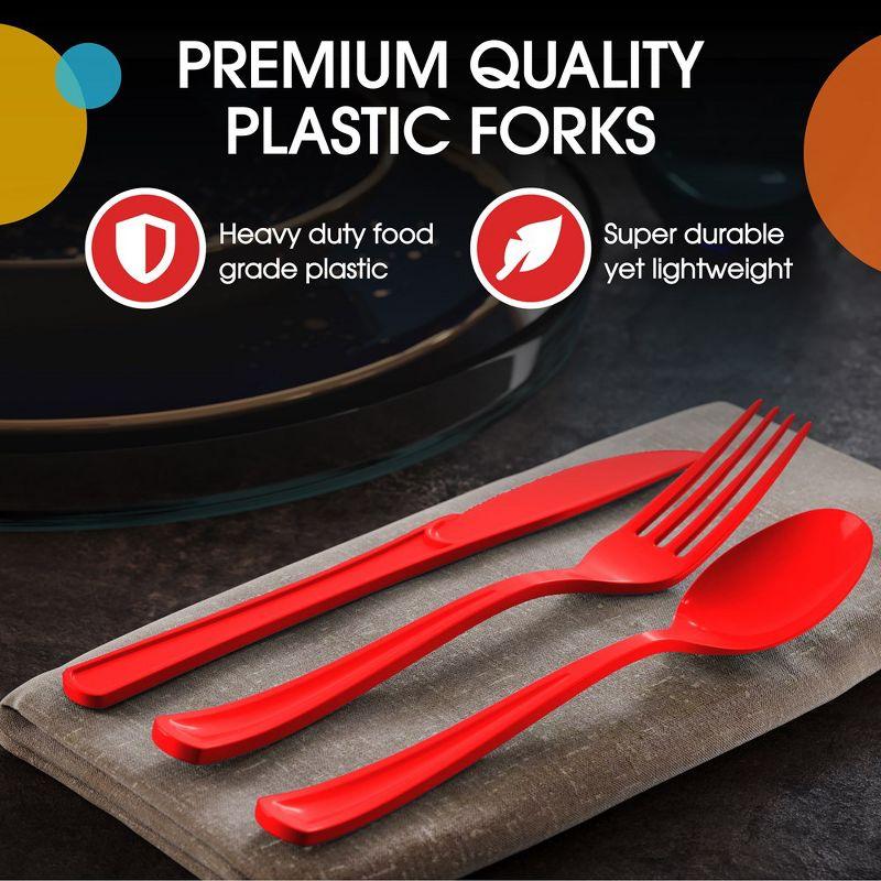 Exquisite Heavy Duty Disposable Solid Color Plastic Forks - 100 Count