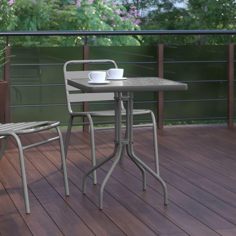 Silver Tempered Glass 47" Outdoor Bistro Table