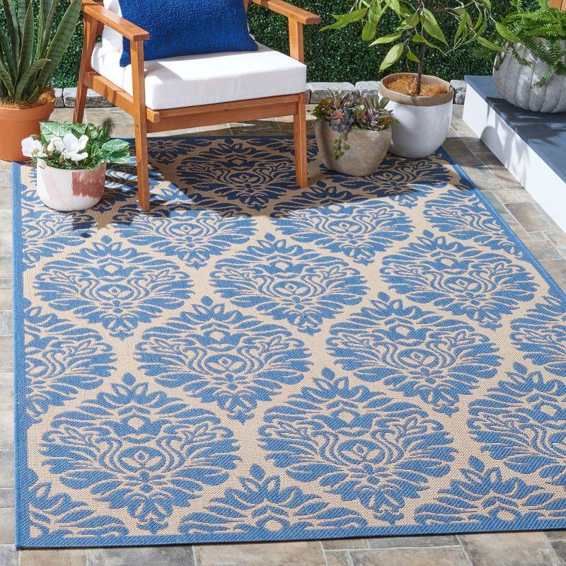 Beach House BHS135 Power Loomed Indoor/Outdoor Area Rug - Cream/Blue - 6'7"x6'7" - Safavieh