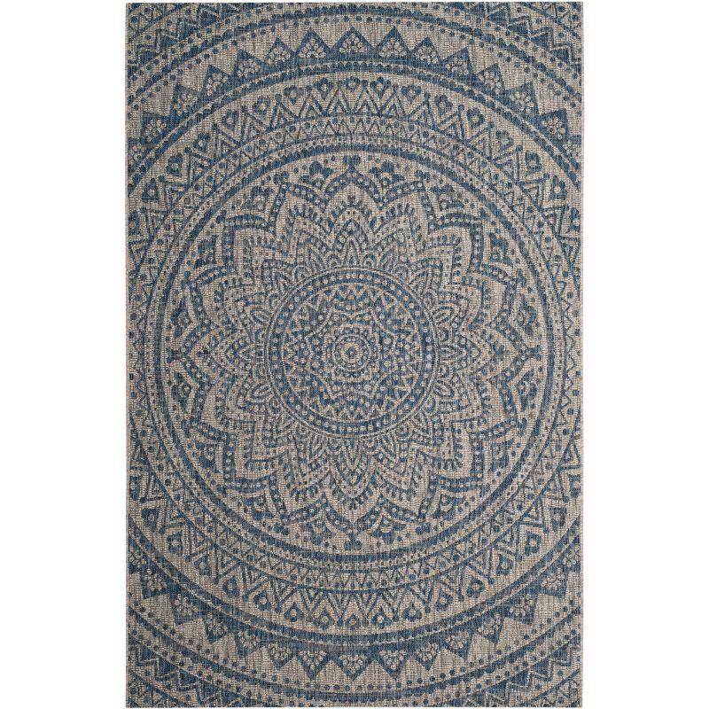 Gray Rectangular Non-slip Synthetic Easy Care Rug, 47" x 4"