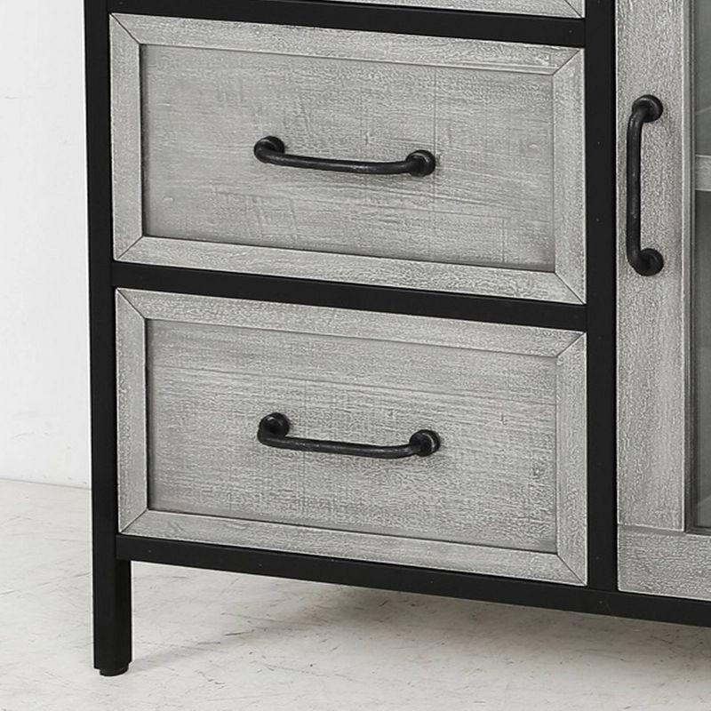 Wood and Metal One Door Cabinet with 3 Drawers & Divided Storage - StyleCraft