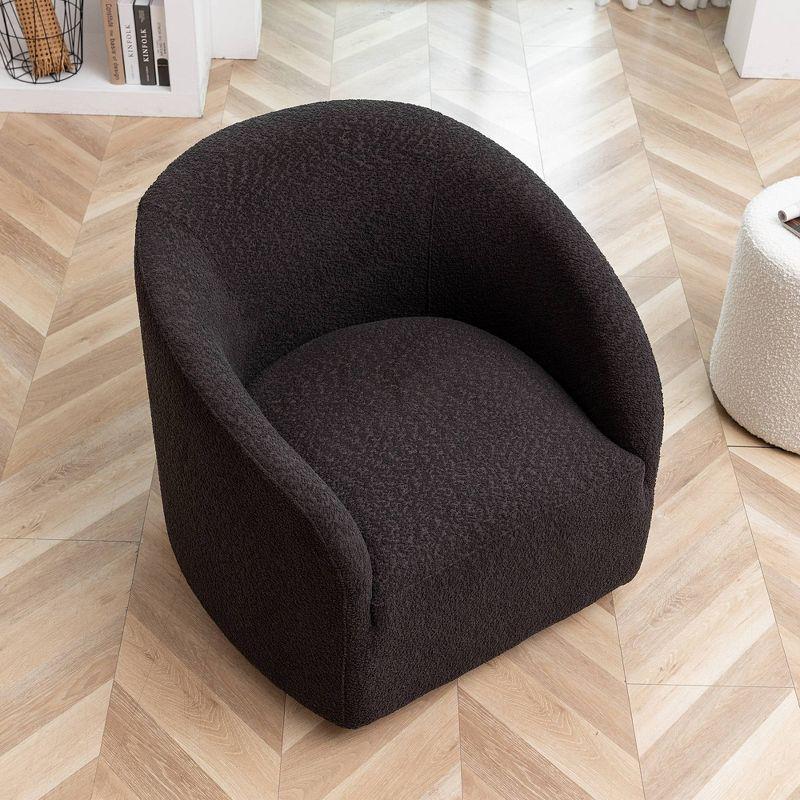 32" Wide Boucle Upholstered Swivel Barrel Chair - Kinwell