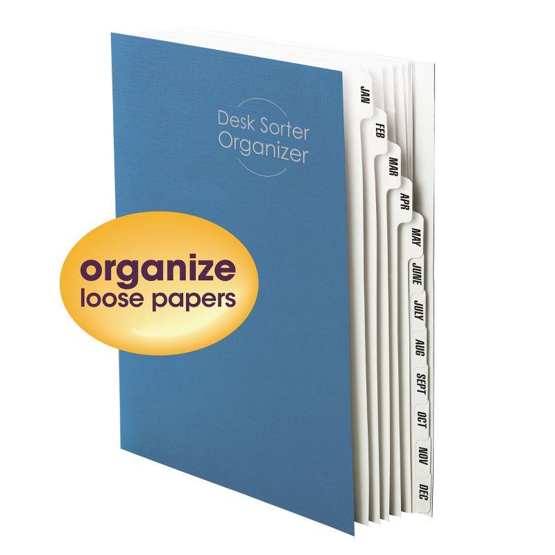 Blue Monthly Desk File Sorter with 12 Dividers