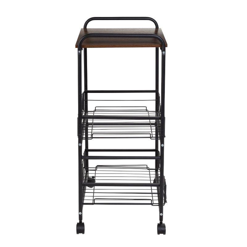 Honey-Can-Do 3 Tier Slim Rolling Cart with Pull Out Baskets