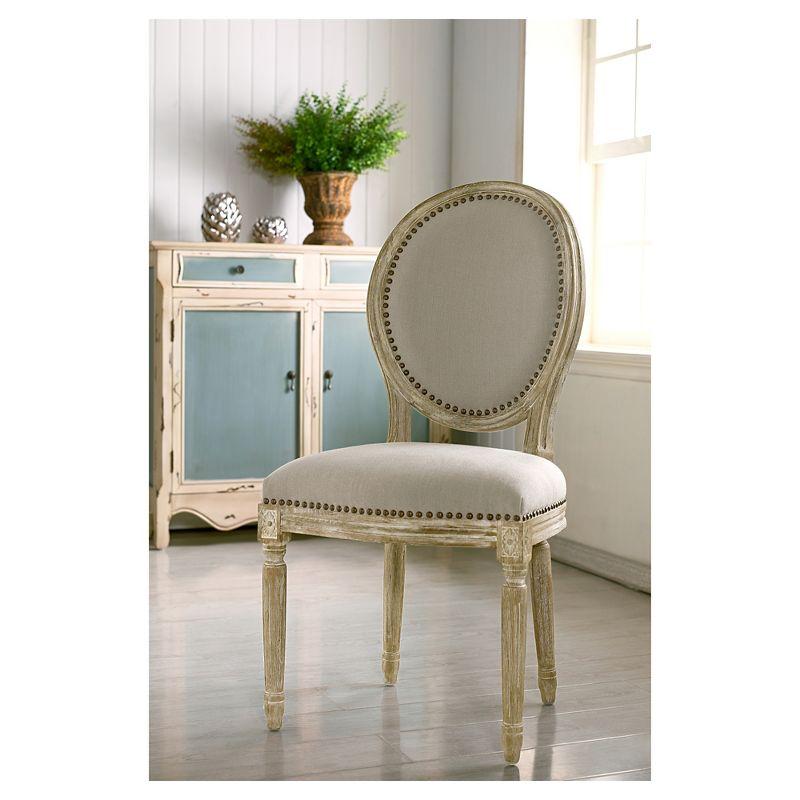 Clairette Wood Traditional French Accent Chair Beige - Baxton Studio: Birch Frame, Linen Upholstery, Nail-Head Trim