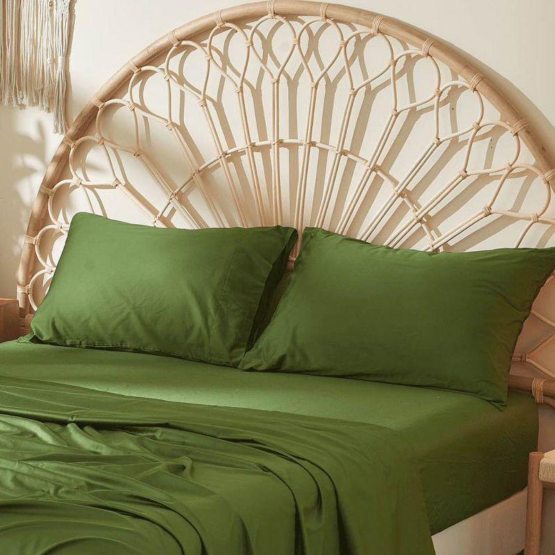DOZ Long Staple Cotton Pillowcase Set, Soft Sateen Weave, Smooth, Breathable, Cooling, Envelope Closure Forest King