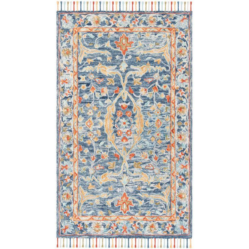 Aspen APN116 Hand Tufted Area Rug - Blue/Rust - 6' X 9' - Safavieh.