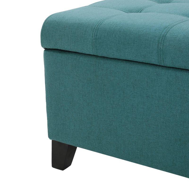 Mission Storage Ottoman - Dark Teal - Christopher Knight Home: Upholstered, Tufted Top, Rectangular Shape