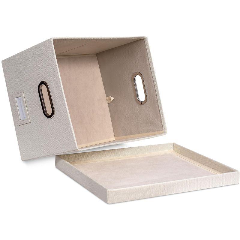 BirdRock Home 1-Pack Collapsible File Storage Organizer with Lid - Cream