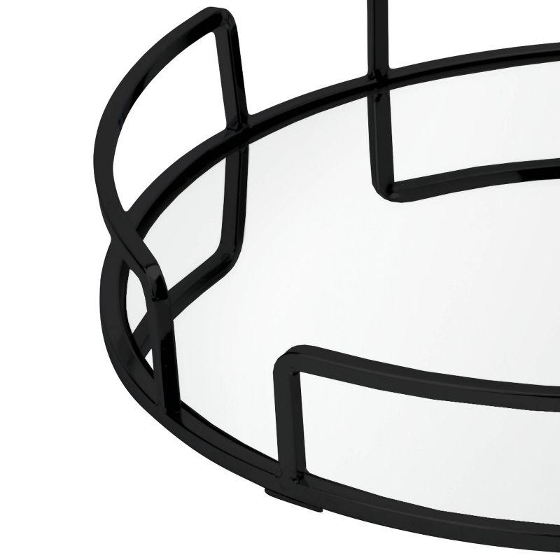 Bath Bliss 13"x13" Modern Round Vanity Mirror Tray Black: Steel Construction, Dresser Organizer, Bathroom Accessory