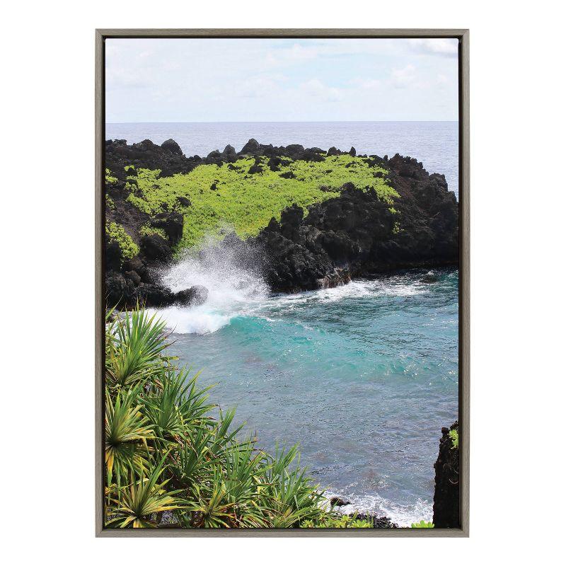 Maui Black Sand Swell Framed Canvas Art Print