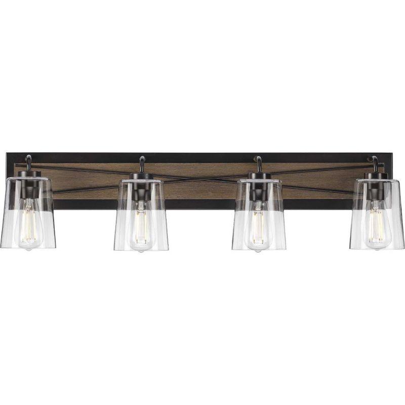 Progress Lighting Briarwood 4-Light Bath Vanity in Antique Bronze with Clear Glass Shades