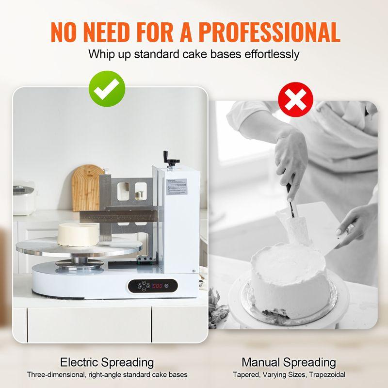 VEVOR Cake Decorating Machine, Cake Cream Spreading Coating Smearing Machine, Low Noise Cake Frosting Machine, Turntable with Adjustable Scraper