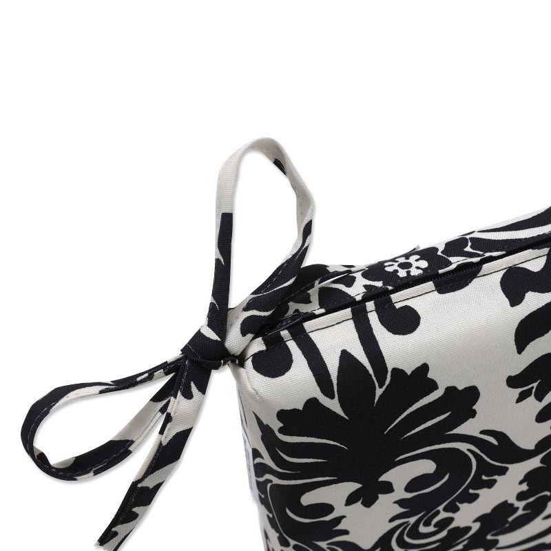 20"x20" Essence Damask 2pc Outdoor Seat Cushion Set - Black/White Floral - Pillow Perfect: Fade-Resistant, Zippered