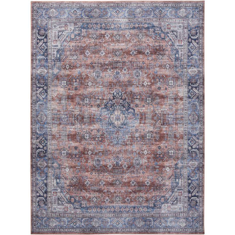 Nourison Washable Brilliance 7'10" x 9'10" Blue/Multi Vintage Indoor Rug