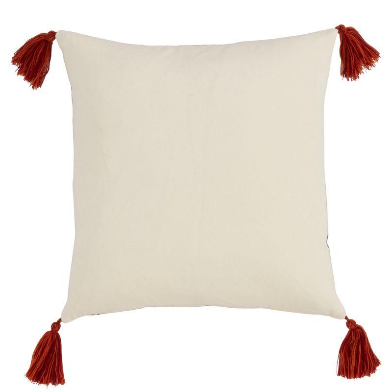 Whimsical Llama Tasseled 18" Square Cotton Throw Pillow