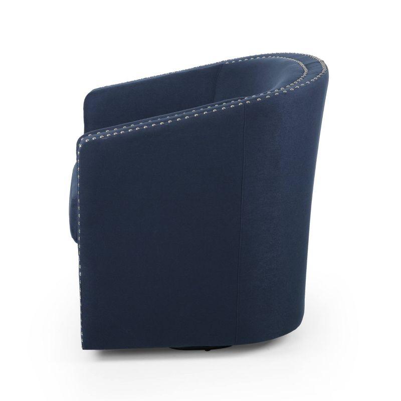 Maya Contemporary Swivel Chair Blue - Christopher Knight Home: Upholstered Linen, Iron Frame, No Assembly Required