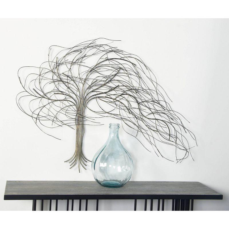 Metal Tree Indoor Outdoor Wall Decor with Long Branch Silver - Olivia & May