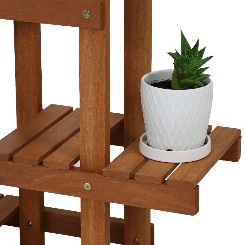 Sunnydaze Indoor/Outdoor Meranti Wood with Teak Oil Finish 7-Tiered Succulent Flower Plant Stand Display Shelf - 36" - Brown