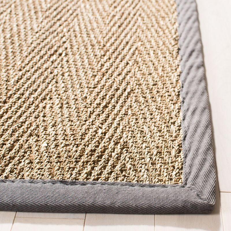 Natural Fiber Seagrass Area Rug with Dark Gray Border, 5' x 8'