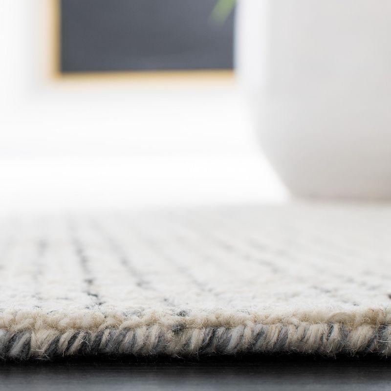 Ivory and Grey Square Hand-Tufted Wool Area Rug