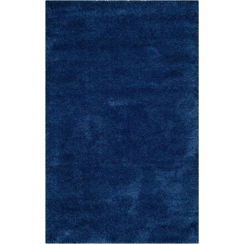 Navy Synthetic Shag Area Rug, 5'1" x 8'