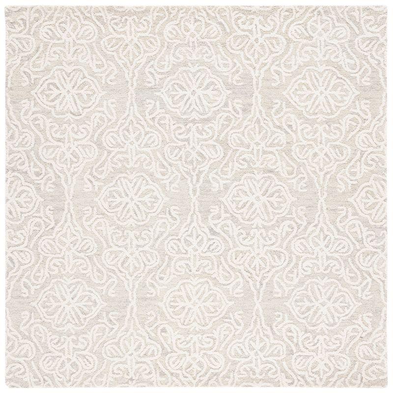 Blossom BLM112 Hand Tufted Indoor Area Rug - Silver/Ivory - 4'x4' - Safavieh