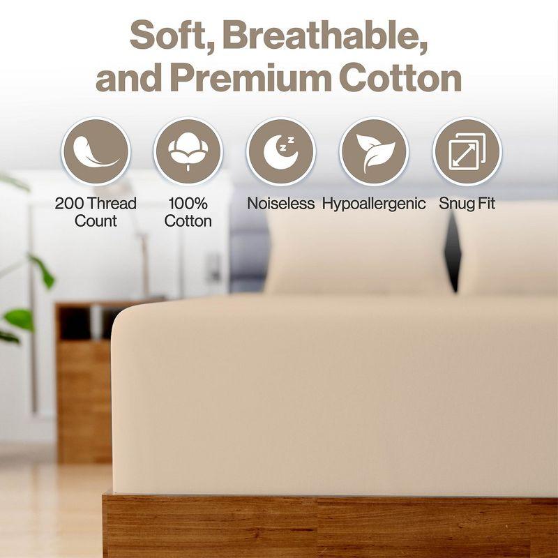 Superity Linen Fitted Sheet - 100% Premium Cotton - 200 Thread Count