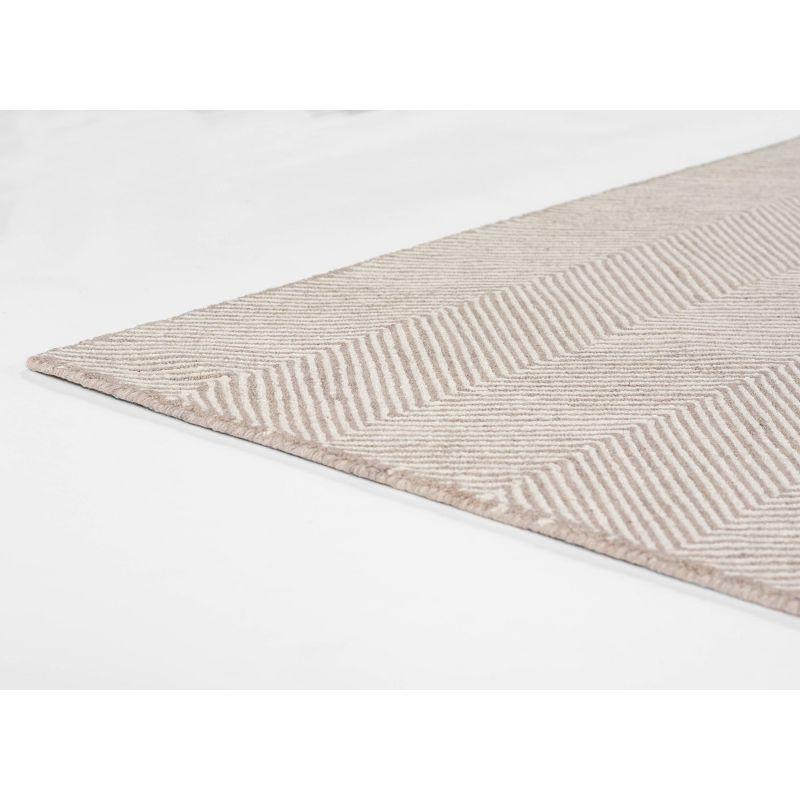 Momeni 9'x12' Charles Zig Zag Handtufted Area Rug Taupe: Wool, Low Pile, Indoor, Rectangle, Striped Pattern, Cotton & Latex Backing