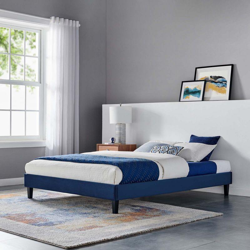 Modway Reign Queen Performance Velvet Platform Bed Frame