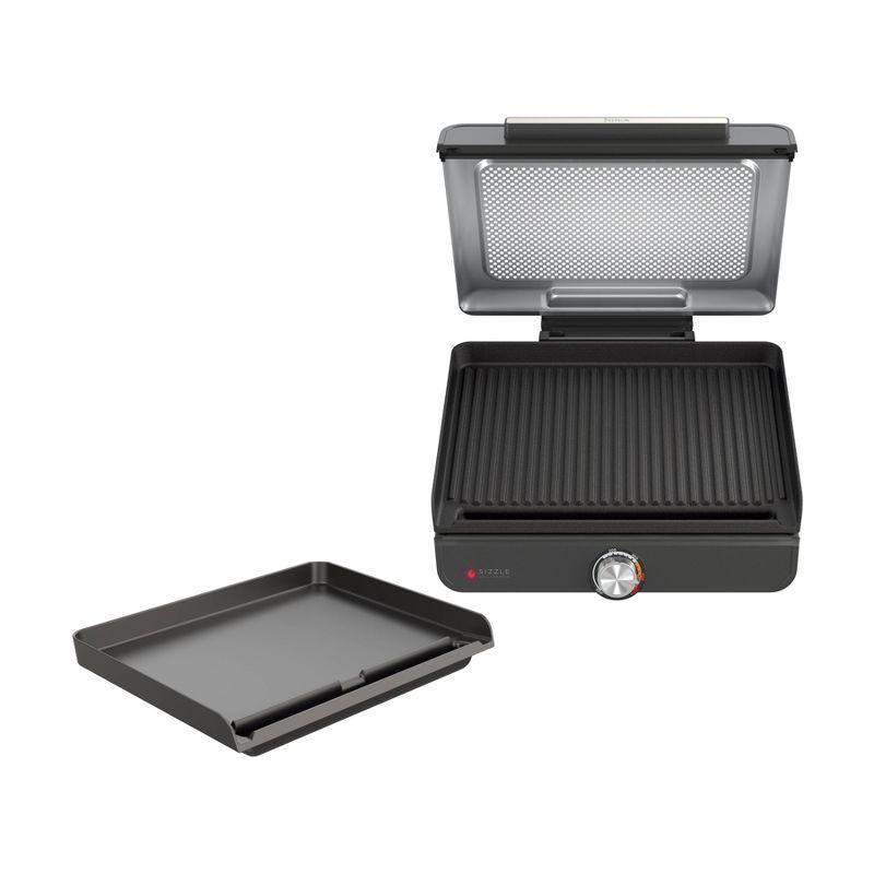 Ninja Sizzle Smokeless Nonstick Indoor Grill GR101: Griddle, Dishwasher-Safe, Temperature Control, Recipes Included