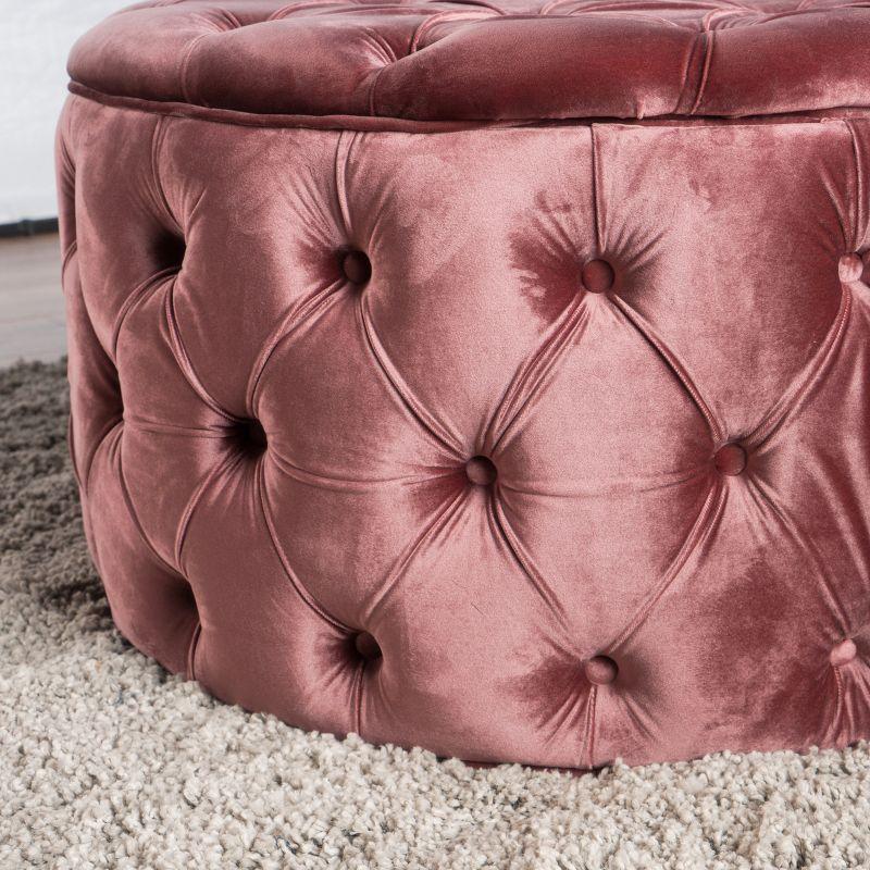 Zelfa New Velvet Ottoman - Blush - Christopher Knight Home: Soft, No Assembly, Wood & Plastic Frame
