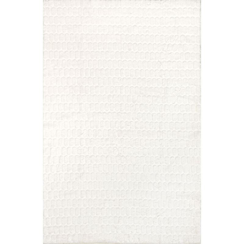 White Faux Fur Machine Washable Shag Area Rug