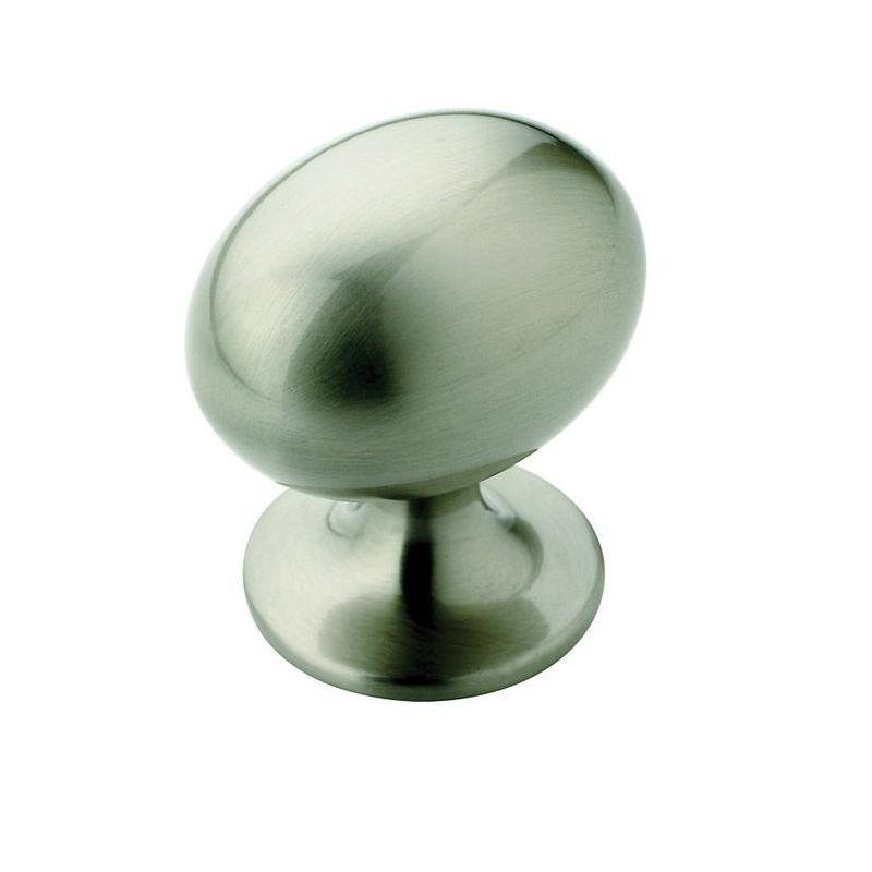 Satin Nickel Oval Cabinet Knob with Mounting Hardware