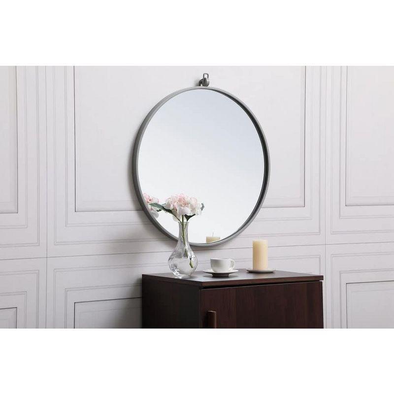 Elegant Lighting Metal frame round mirror with decorative hook 21 inch in Black