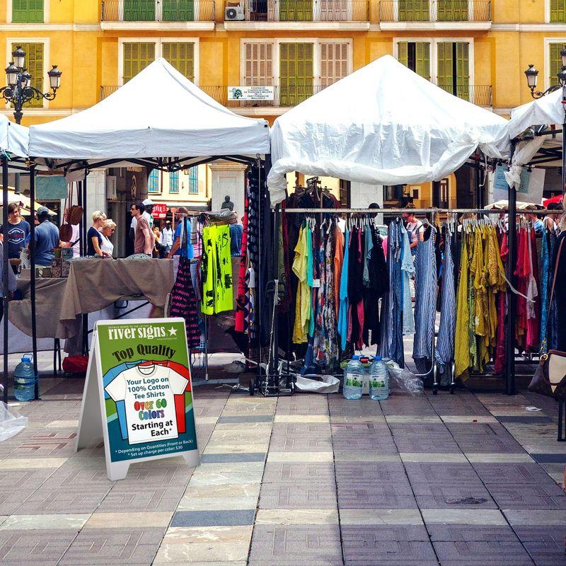 Yescom Double Side Sidewalk A-Frame Sign Sandwich Board PVC White Holds 19 11/16"X32 11/16"Graphic Plastic Panels