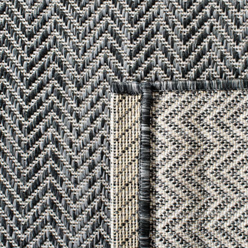 Black and Beige Square Synthetic Outdoor Area Rug