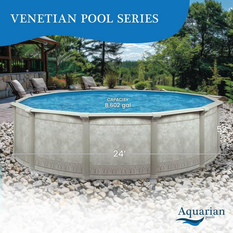 Aquarian Khaki Venetian 24' x 52" Steel Frame DIY 6- to 8-Person Above-Ground Backyard Pool – Pool Only (Accessories Sold Separately)