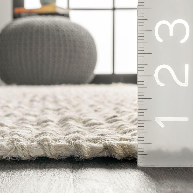 Nuloom 2x6 Daniela Jute Tassel Hand Woven Indoor Area Rug, Off White, Solid Chunky Farmhouse Design, Natural Fiber BedroomLiving Room