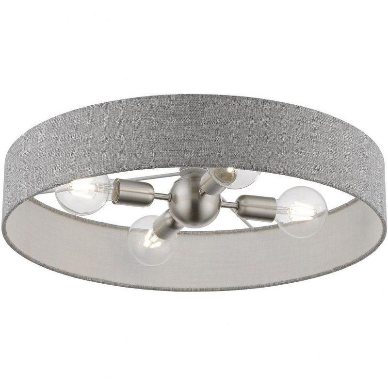 Livex Lighting Elmhurst 4 - Light Semi-Flush Mount in  Brushed Nickel/Shiny White