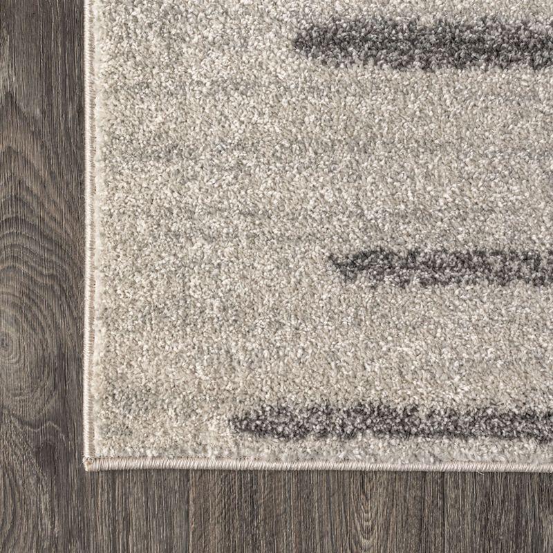 3'x5' Aya Berber Stripe Geometric Area Rug, Cream/Gray - JONATHAN Y