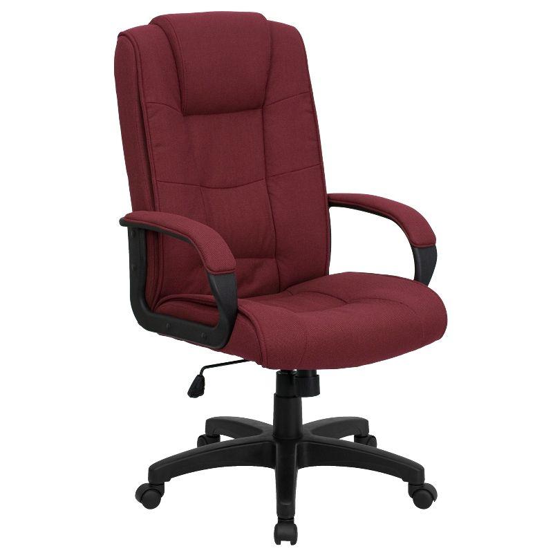 Burgundy Fabric High Back Swivel Executive Office Chair