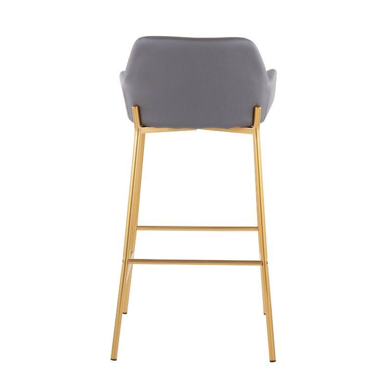 Set of 2 Daniella Metal Faux Leather Barstools Gold/Gray - LumiSource: Upholstered, Fixed Height, with Back