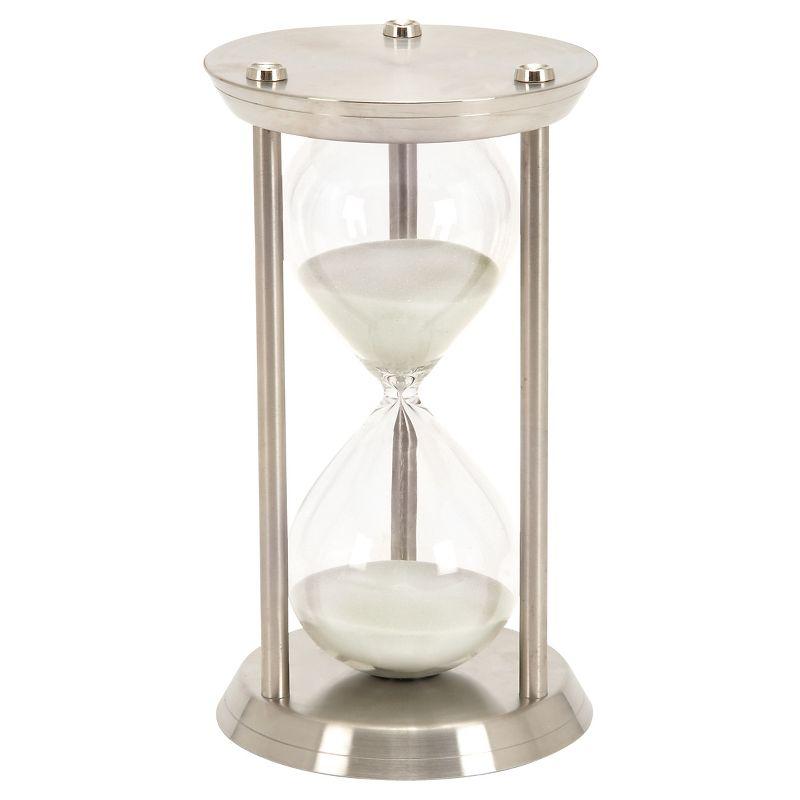 Elegant Silver Metal and Glass 12" Hourglass Sand Timer