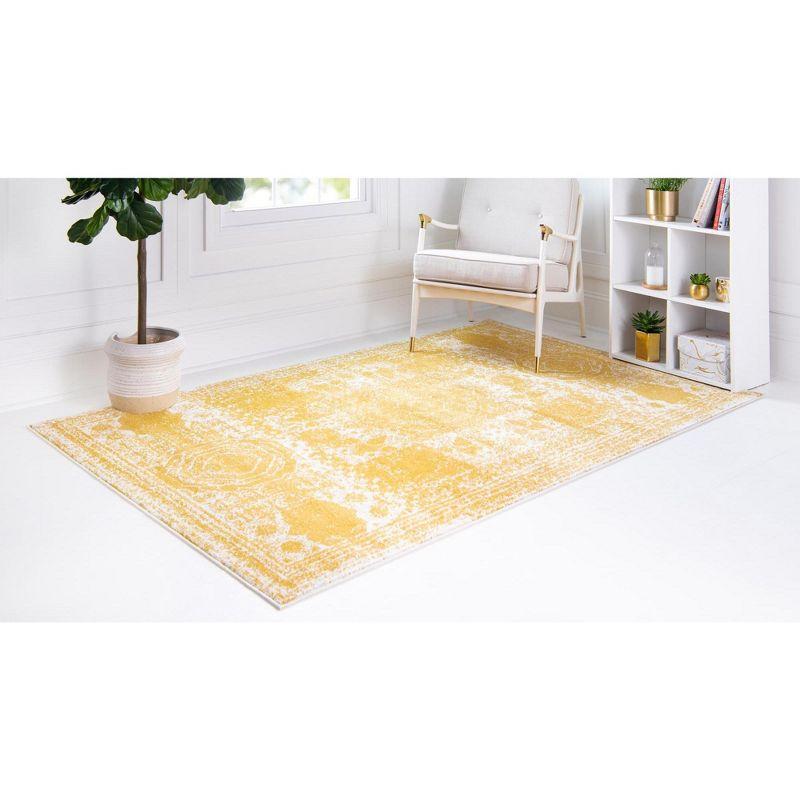 Unique Loom Bromley Collection Area Rug - Wells (6' 1" x 9' Rectangle Yellow/Ivory)